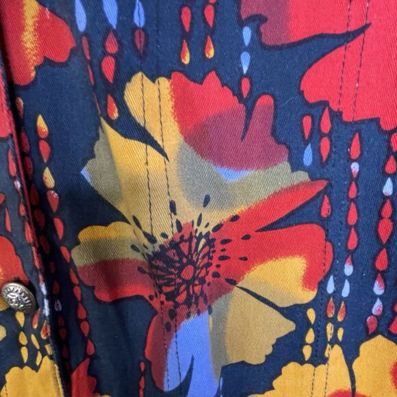 VTG Kaktus Jacket Size XL Wearable Art To Wear Abstract Button Up Red Floral - Picture 6 of 14